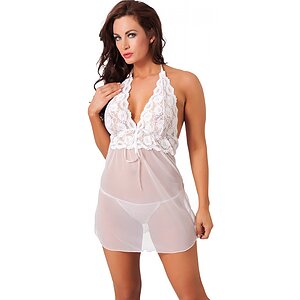Babydoll Amorable Selene Alb
